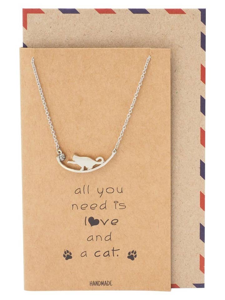 Iliana Cat Necklace Quotes Greeting Card, Gifts for Cat Love for wholesale by Quan Jewelry