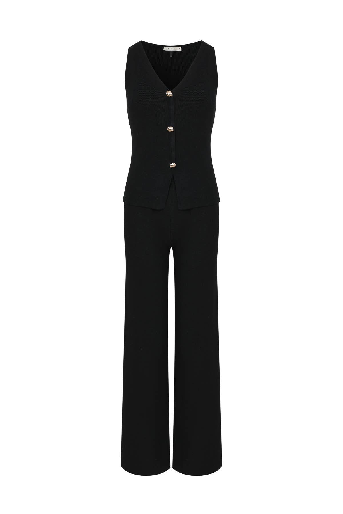 RIVIR – Conjunto de top e calça (roupa NÃO Casual) - Mulher por atacado – Conjunto de Colete de Malha sem Mangas com Calças9