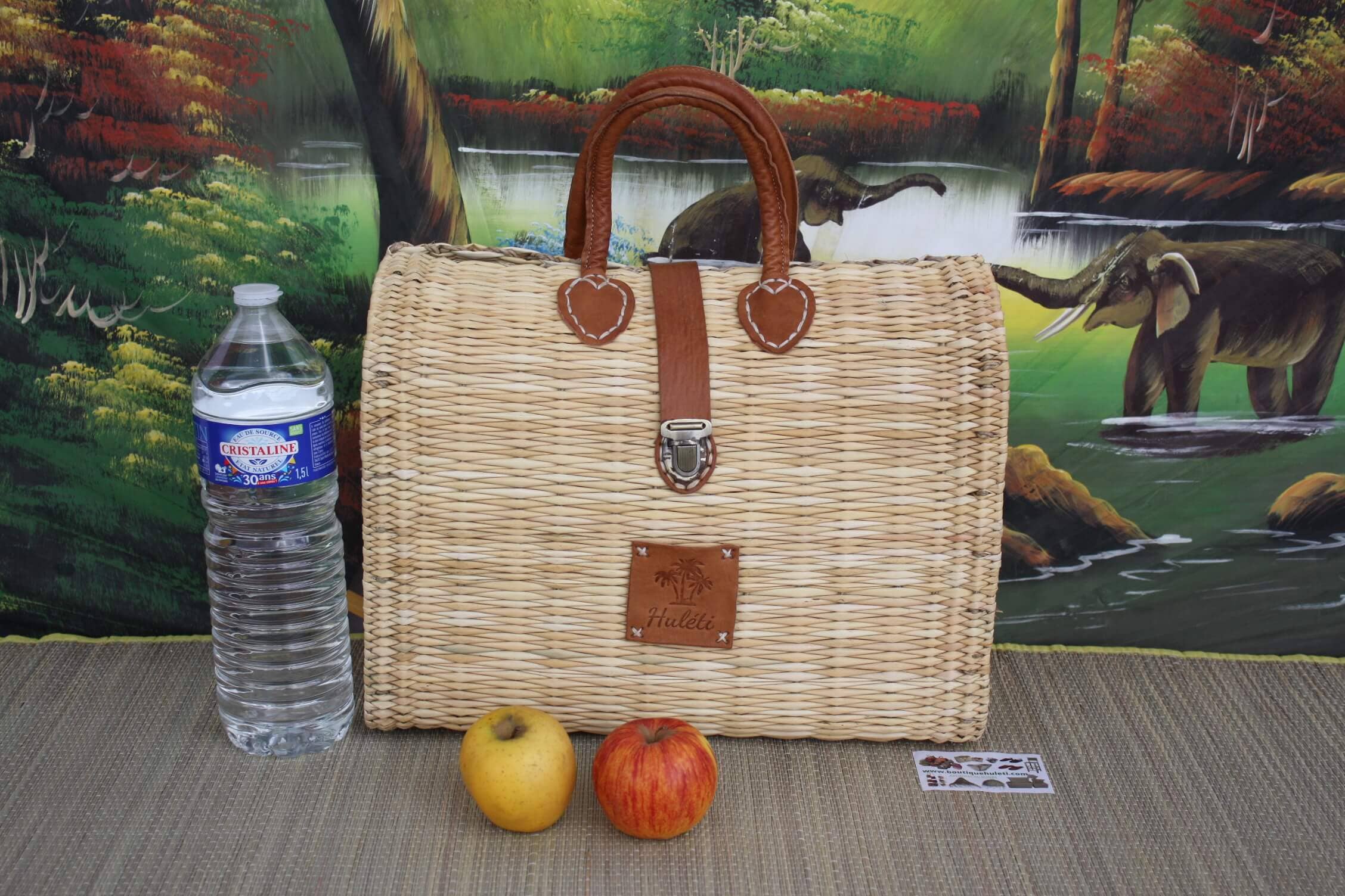 Boutique Huléti - Wholesale Beach Bag - Basket Suitcase with Leather Clasp - Handbag - Shoulder Bag - Shoulder Bag - Hand-woven Handmade - UNIQUE CREATION - HULÉTI3