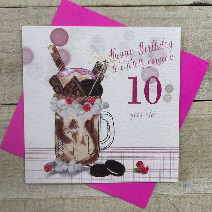 ÅLDER 10 FÖDELSEDAGS FREAK SHAKE (RA7-10) för wholesale av White Cotton Cards