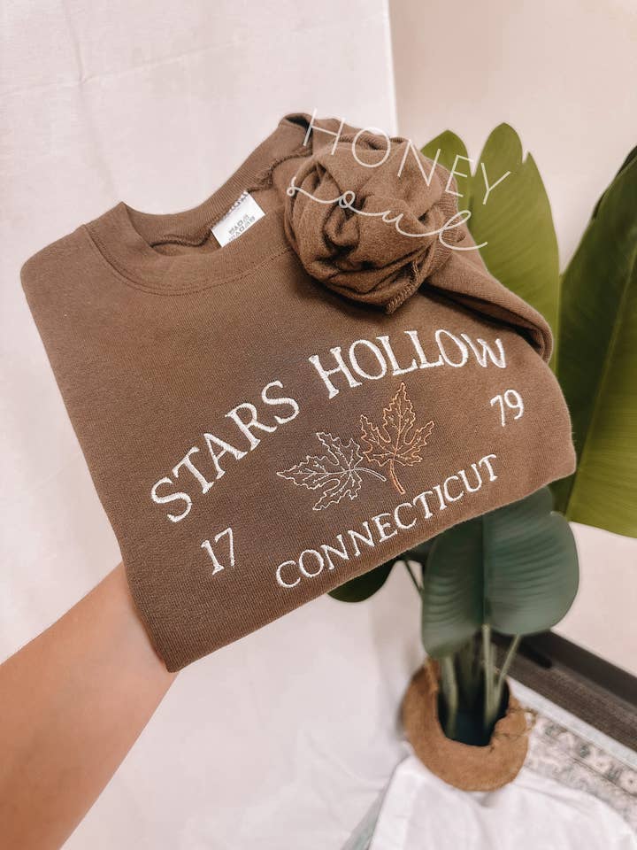 Embroidered Stars Hollow Sweatshirt for wholesale by Honey Soul LLC