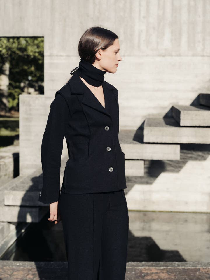 Black Boiled Wool Bar-Jacket for wholesale on Faire1