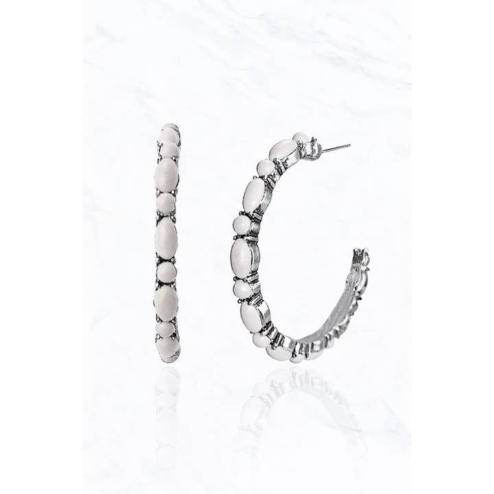 Suzie Q USA – wholesale Hoop-örhängen – 40MM, Semi äkta sten öppna änden Hoop-örhängen3