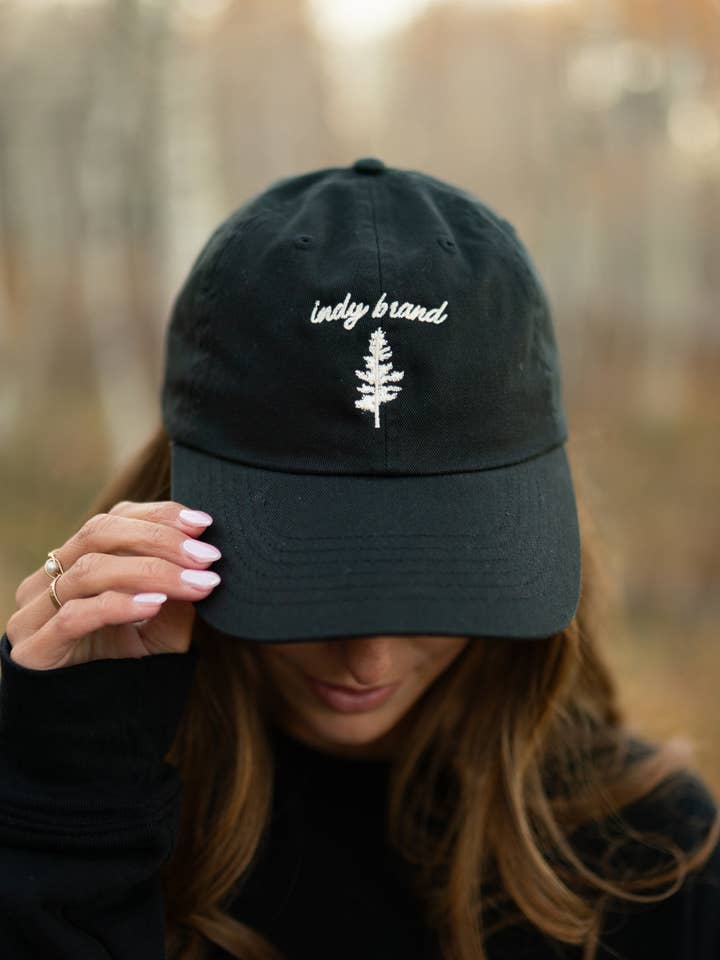 Tree logo dad cap-black for wholesale by Indy Brand