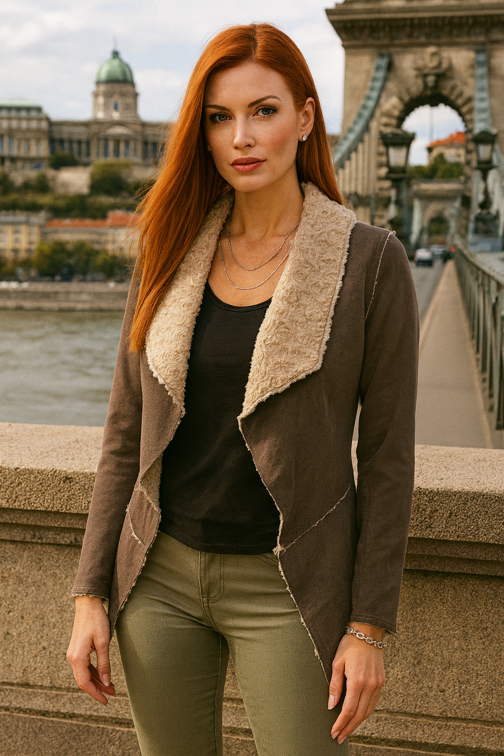 LTX Sportswear - Wholesale Jacket - Women's - 10397 Dark Gray Faux Suede Jacket with Shearling Lining0