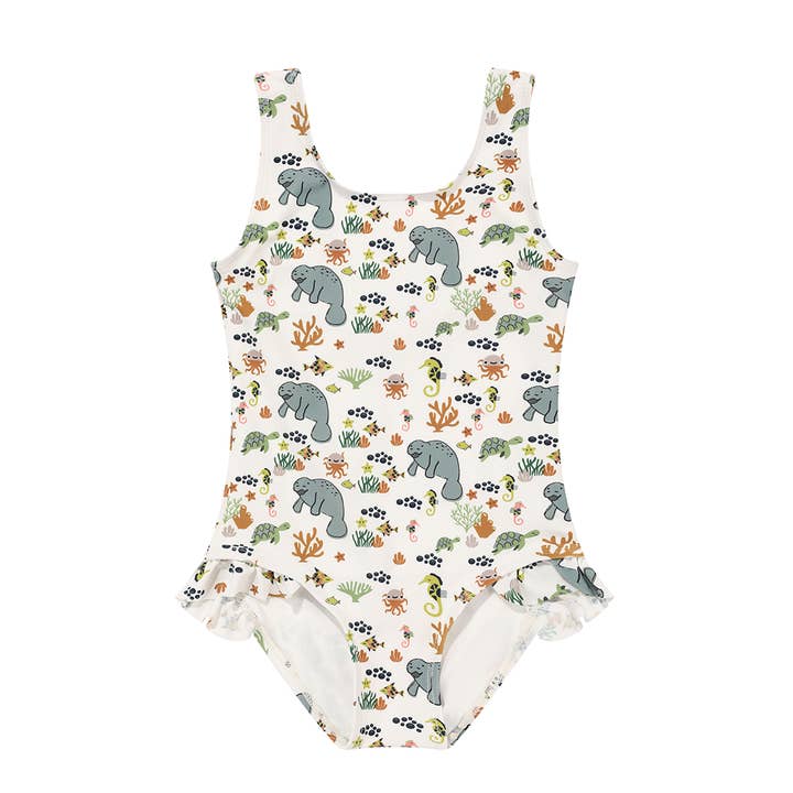Emerson and Friends - Wholesale One Piece Swimsuit - Kids - Manatee Ocean Kids Swimwear One Piece Swim Suit