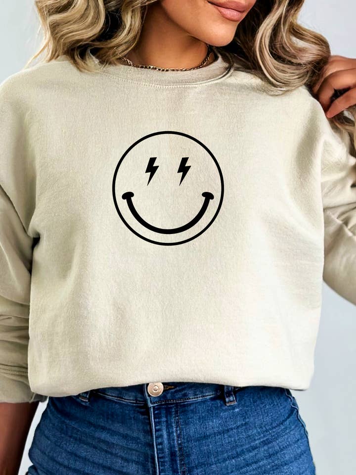 Smiley Ansigt Sweatshirt for engroshandel hos Desert Raine