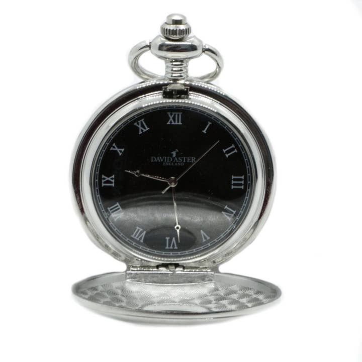 Dalaco - incorporating David Aster - Wholesale Wrist Watch - Men's - Silver & Black Quartz Half Hunter Pocket Watch