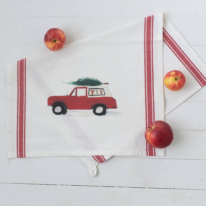 Finding Silver Pennies - Wholesale Tea Towel - Red Bronco Tea Towel | Christmas Dish Towel1