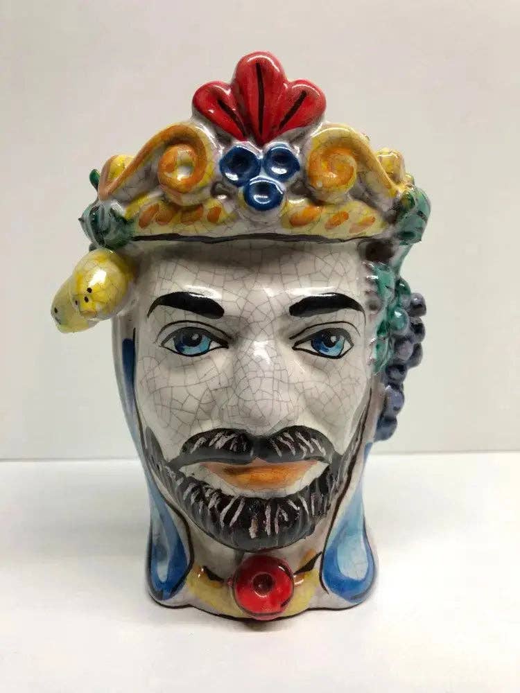 DD Ceramiche Siciliane - Venta al por mayor Figura decorativa - Cerámica clásica de cabezas moras de Caltagirone, craquelado, 15 cm de alto y 12 cm de largo0
