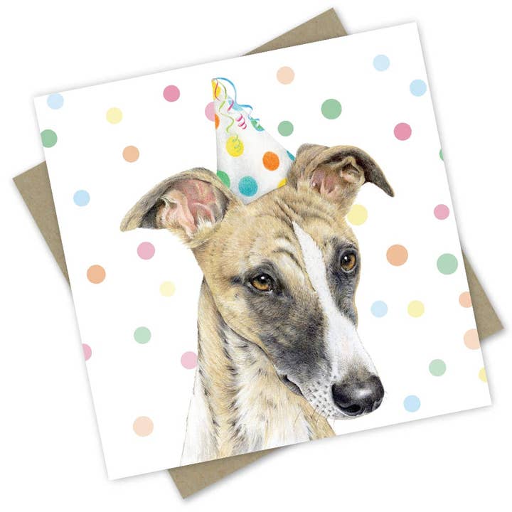 Birthday Card - Maxi the Whippet for wholesale by Popcorn Blue
