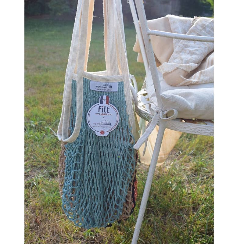 Filt1860 - Wholesale Grocery/Shopping Bag - Large net shopping bag Aquablue MONT ST MICHEL X FILT18603