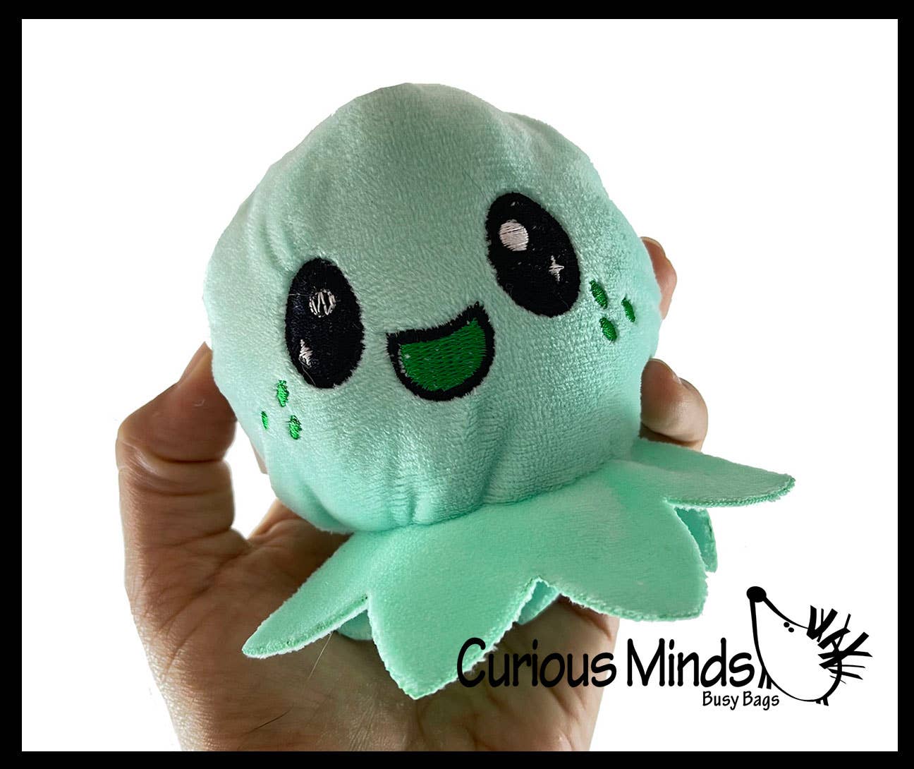 Curious Minds Toys – Engroshandel Plyslegetøj - Børn og baby – 1 Sød blæksprutte dyr glad trist plys flip indefra og ud Anima8