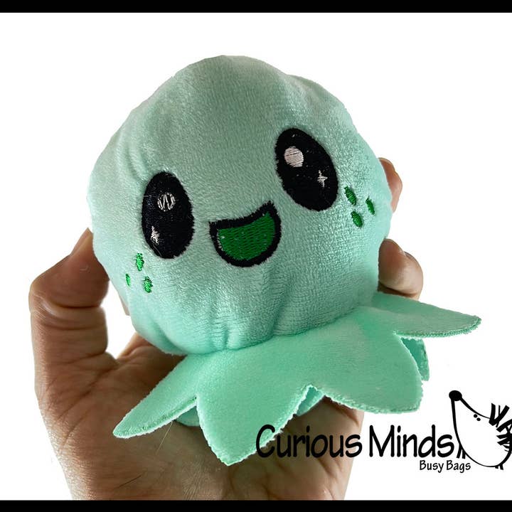 Curious Minds Toys – Engroshandel Plyslegetøj - Børn og baby – 1 Sød blæksprutte dyr glad trist plys flip indefra og ud Anima8