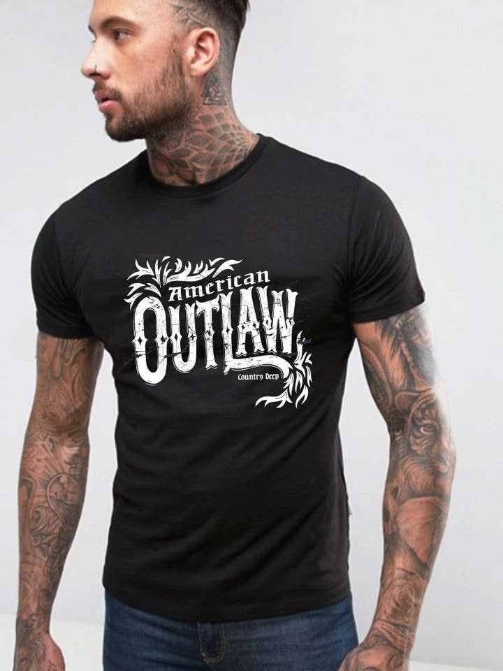 Country Deep Apparel - Wholesale Screen Printed T-Shirt - Unisex - American Outlaw Vintage Unisex T-Shirt