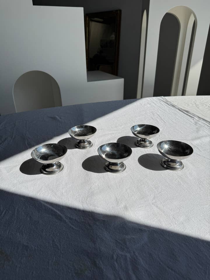 Set van 5 kleine vintage zilveren metalen ijscoupes H5 voor wholesale door Office Objets