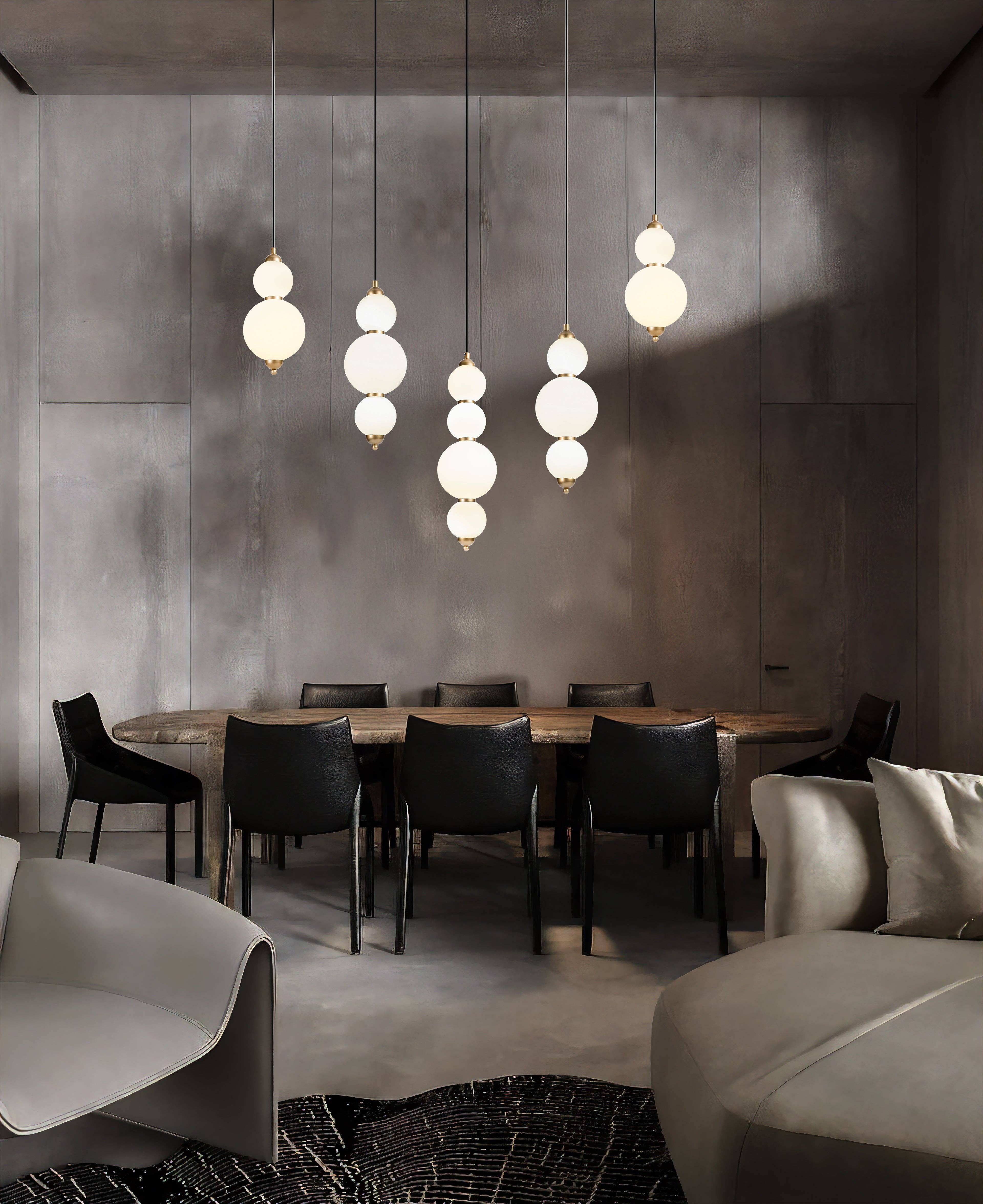 Eclipse Lighting - Wholesale Chandelier/Hanging Light - Custom Modern Linear Canopy LED Chandelier for Dining Table or Kitchen Island, Minimalist Opal Globe Pendant Light, Contemporary Linear Globe Light