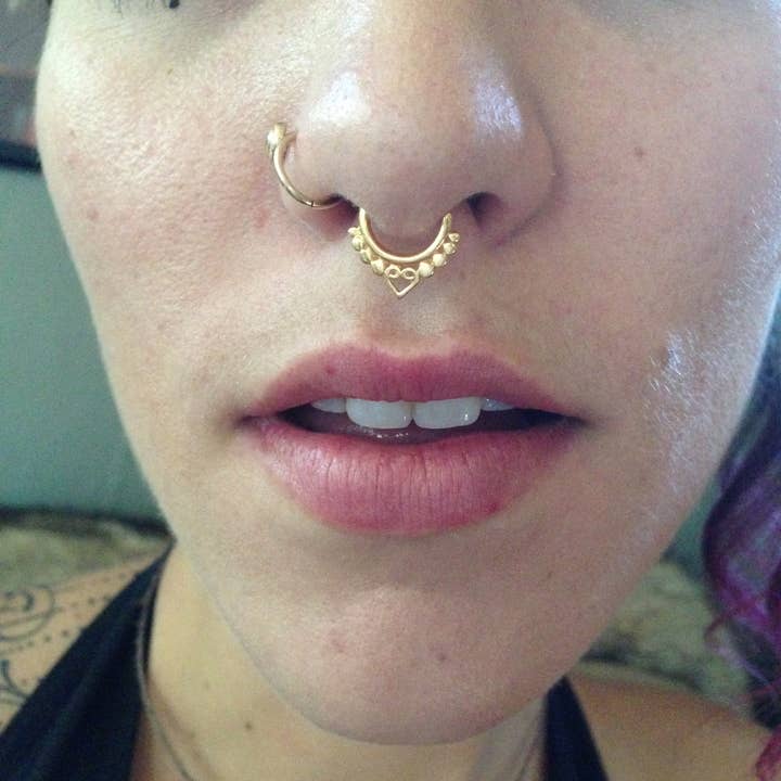 JAYA MOKSHA - Wholesale Nose Ring - Gold Plated Septum Ring / Gold Pierced Septum / Nose Ring2