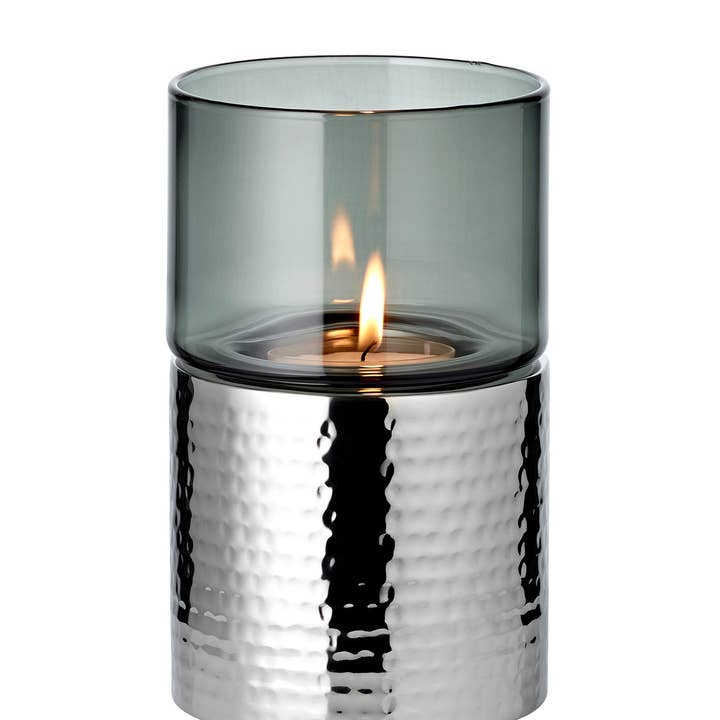 Candle holder Cosmo (height 18 cm), silver, hammered for wholesale by EDZARD