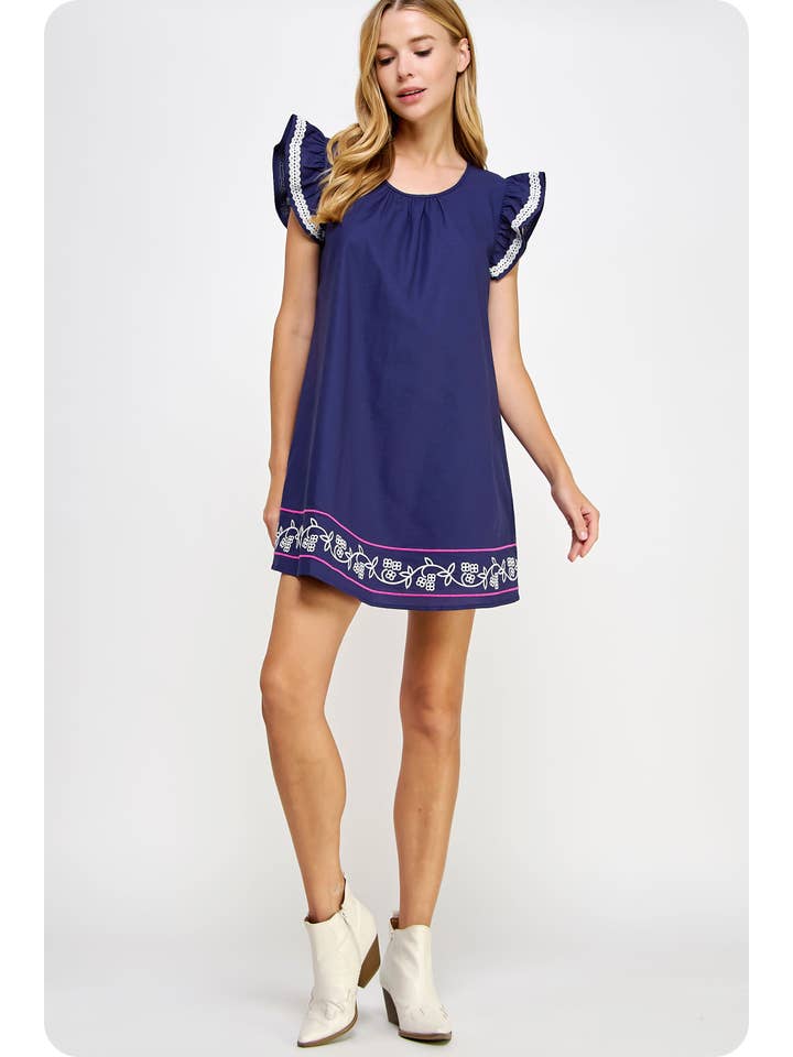 Strut & Bolt – Vestido - Mulher por atacado – Mini vestido bordado de manga flutter12