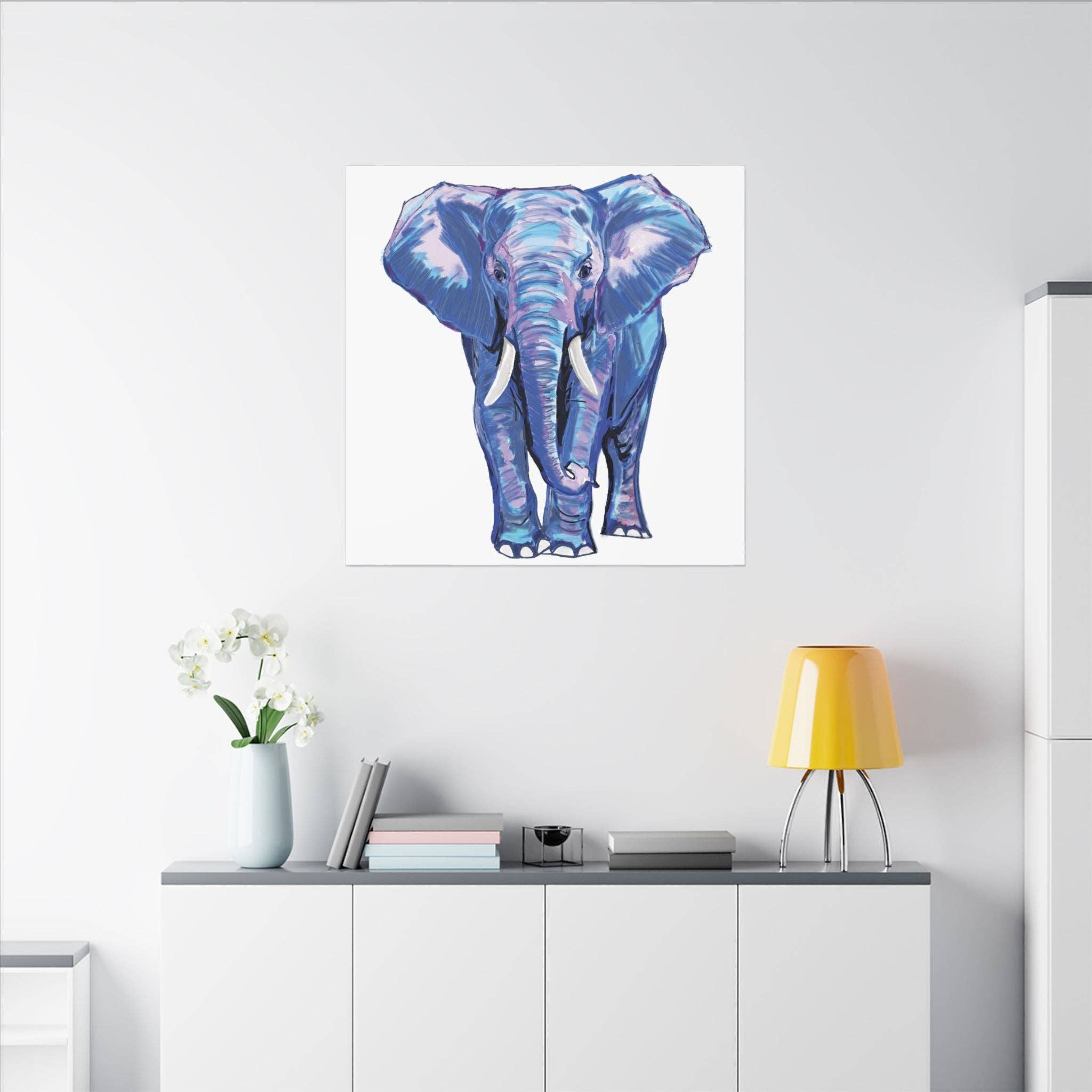 Blue Cava - Wholesale Art Print - Blue and Pink Elephant Canvas Art - Colorful Elephant Wall Décor65