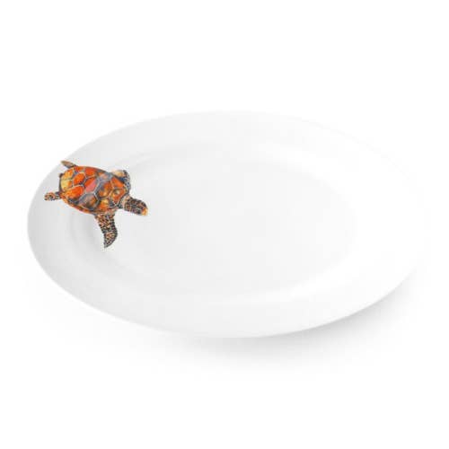18" Free Style Turtle Medium Oval Platter for wholesale by Kim Rody Creations LLC