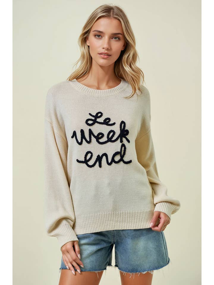 Doe and Rae – wholesale Pullovertröja - Dam – LE WEEKEND BRODERAD OVERSIZED TRÖJA - 43995T-51