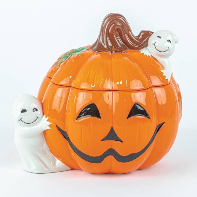 Hanna's Handiworks - Wholesale Cookie Jar - PUMPKIN AND GHOSTS COOKIE JAR