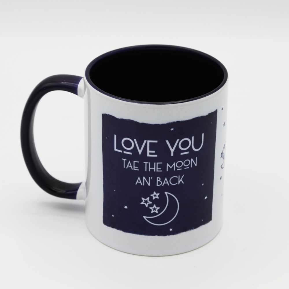 Spindrift Designs - Wholesale Coffee Mug - Love You Tae The Moon An' Back  - Scottish Theme Ceramic Mug2