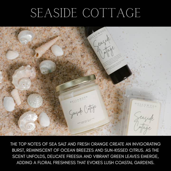 Hollowood Home and Candle - Wholesale Linen Spray - SEASIDE COTTAGE | 4 OZ | SUMMER | LINEN SPRAY **NEW 2025**