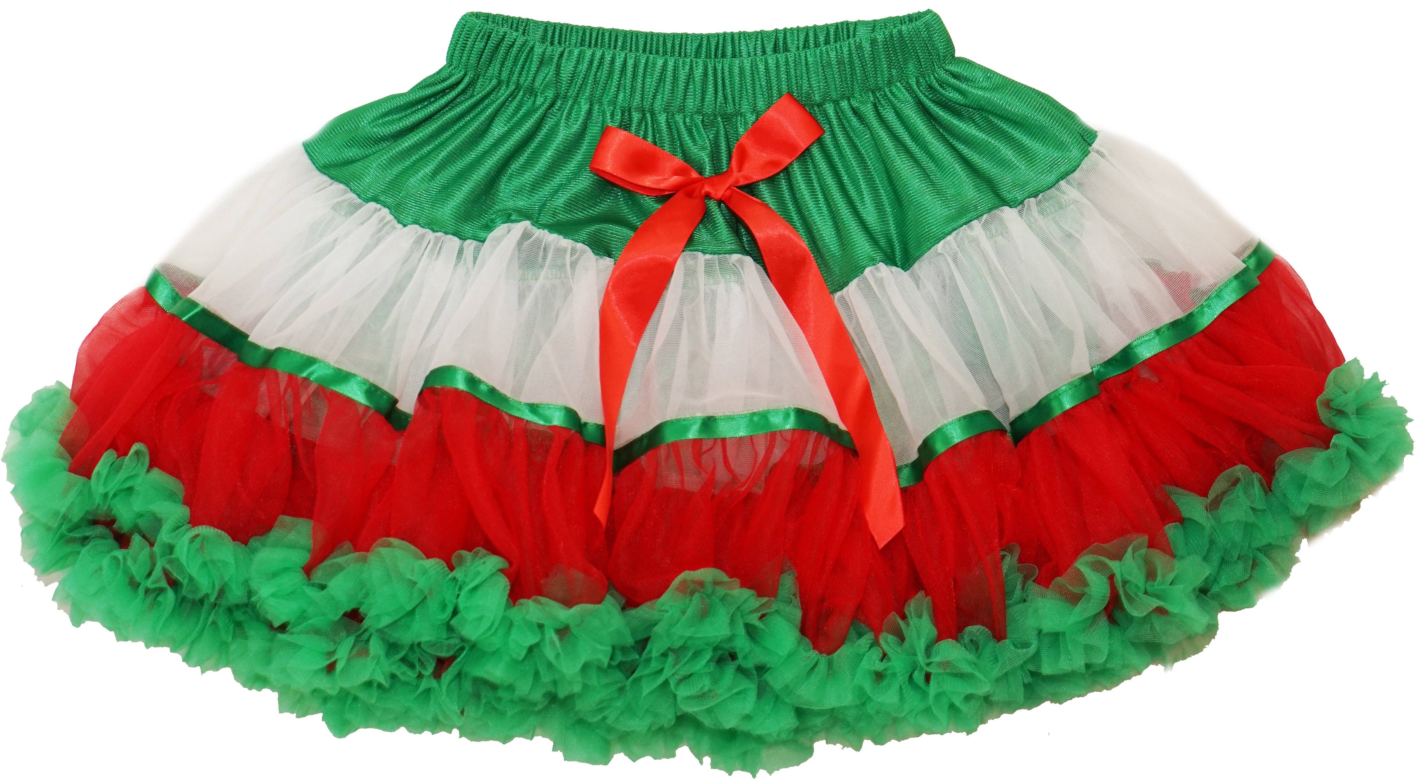 Wenchoice – Engroshandel Nederdel - Børn – Rød/Hvid/Grøn Fluffy Pettiskirt0