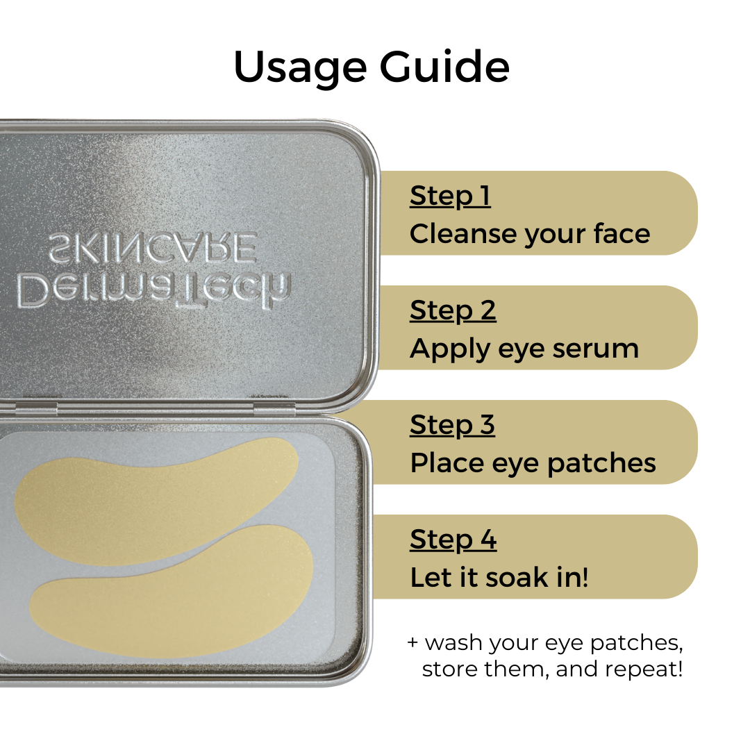 DermaTech Skincare - Wholesale Eye Treatment Mask - Shimmery Gold Reusable Under Eye Patches6