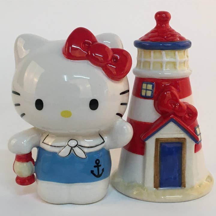 Blue Sky Clayworks – Engroshandel Salt- og peberbøssesæt – Hello Kitty LightHouse S&P sæt0