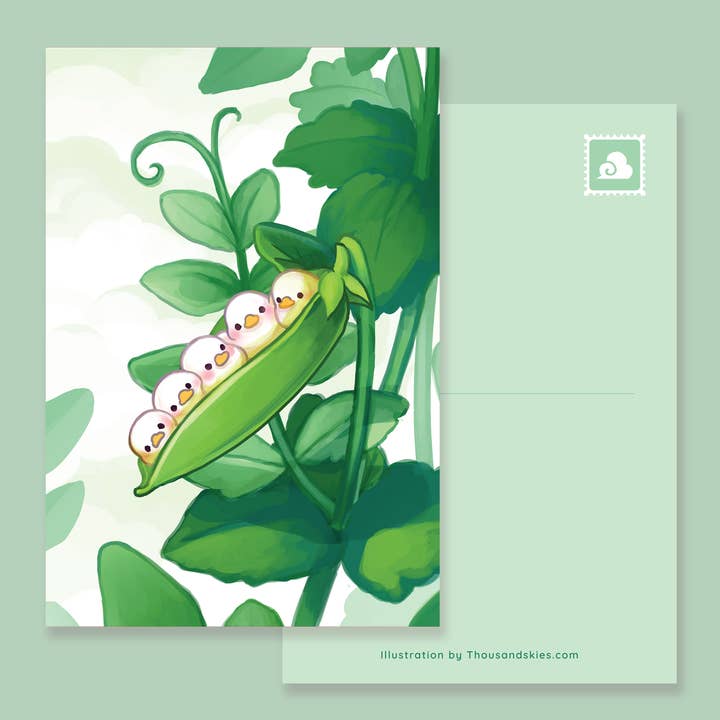 Postcard Ducklings in a Peapod for wholesale by Thousand Skies