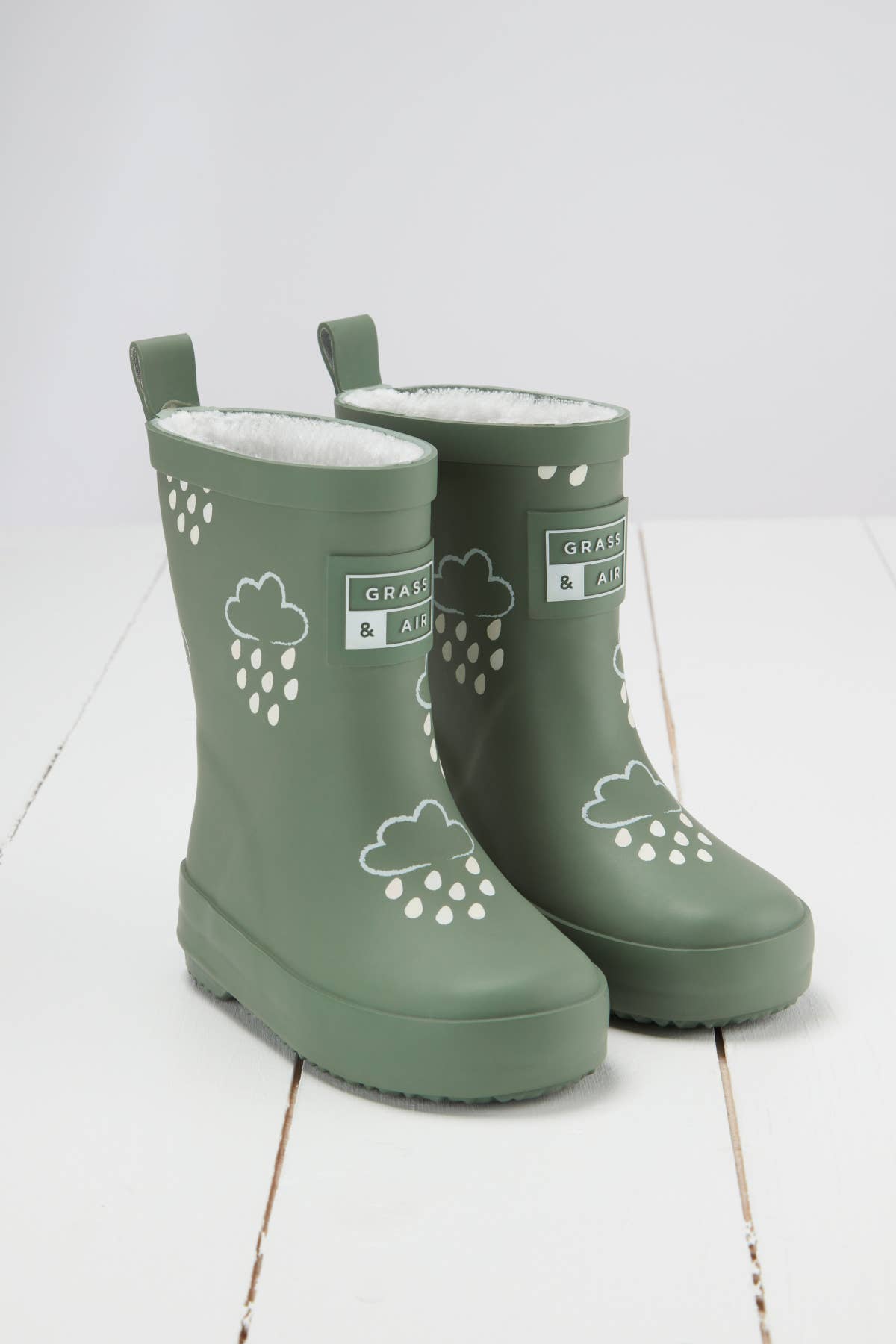 Grass & Air - Wholesale Rain Boots – Child - Khaki Green Colour-Changing Kids Wellies