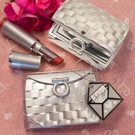 Party Expo, LLC - Wholesale Compact Mirror - Silver Pocketbook-Design Elegant Compact Mirror