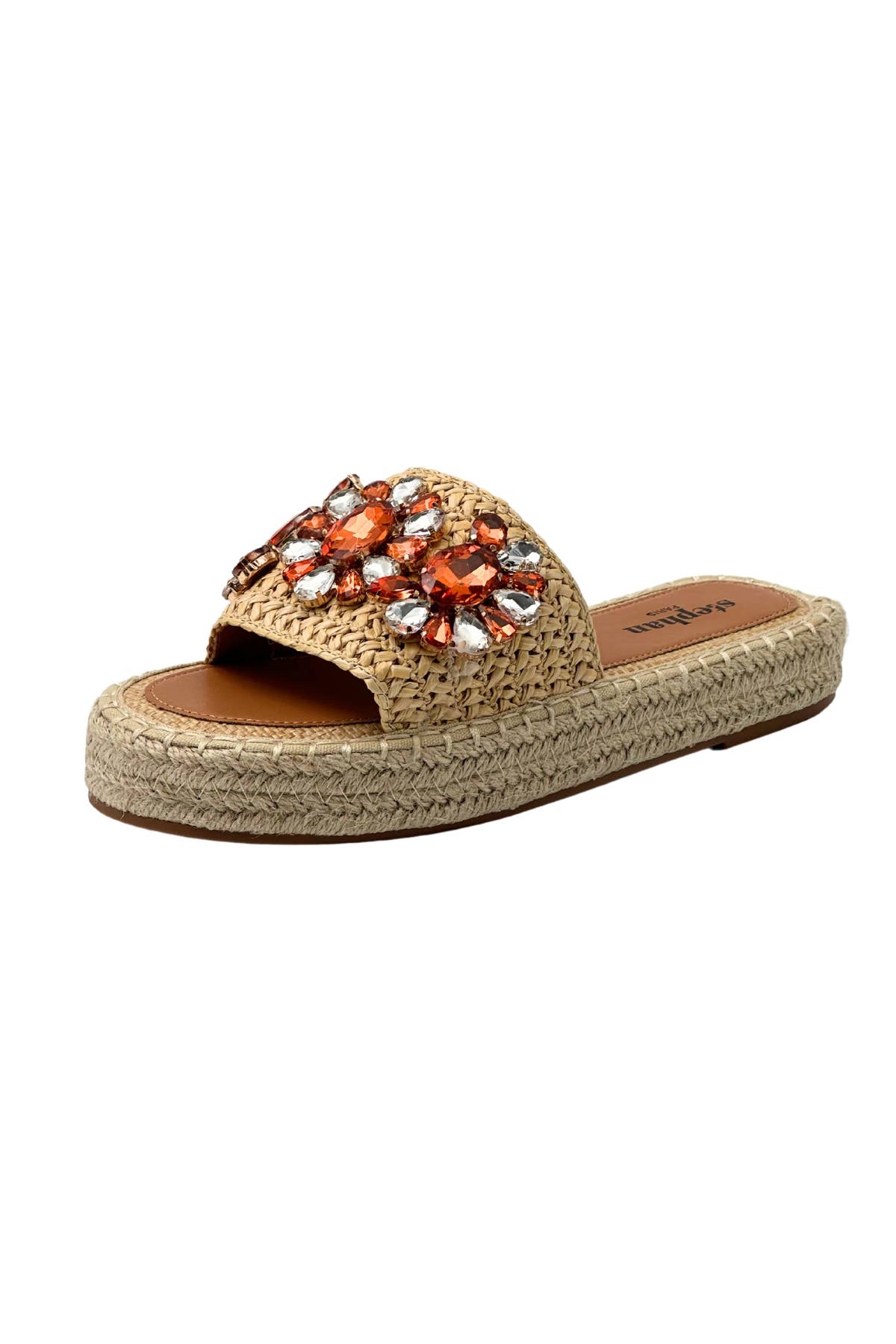 Negro Sandalia espadrille con piedras coloridas y tira trenzada de venta al por mayor en Faire9