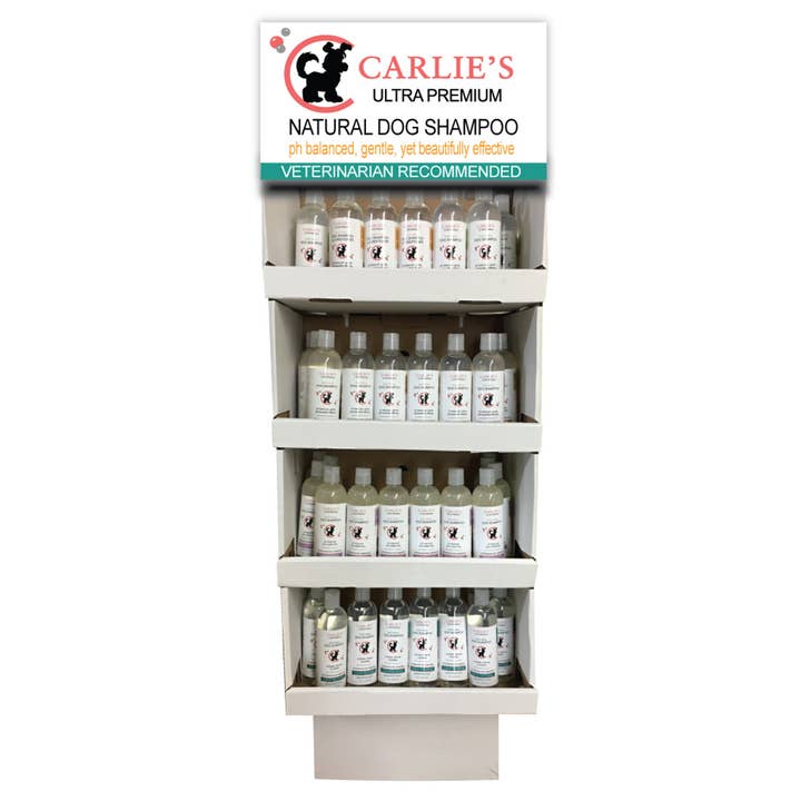 Scoochie Pet Products - Wholesale Pet Shampoo - Dog - Carlies Ultra Permium Pet Shampoo Display Rack 60 Pieces