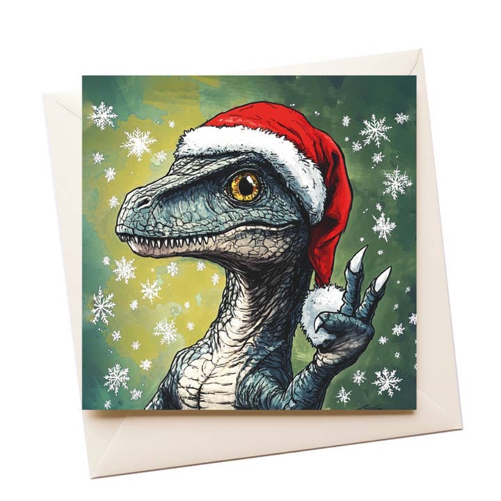 Dinosaurier-Weihnachtsmann-Grafik-Weihnachtskarte für den Großhandel von Artificial Ink