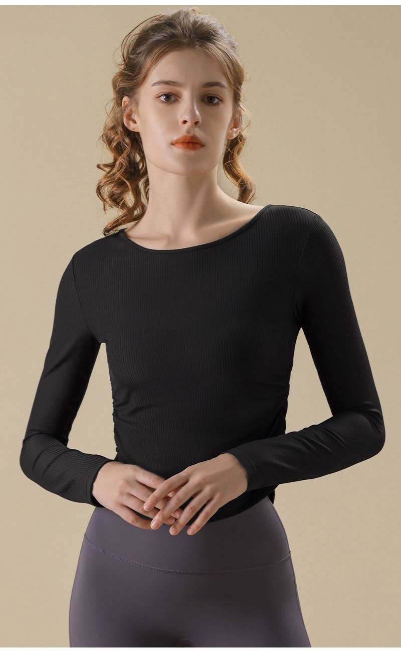 ELKLENS – wholesale Athletic top – Women′s – Lulu Running Cutout Pilates Fitness T-Shirt8