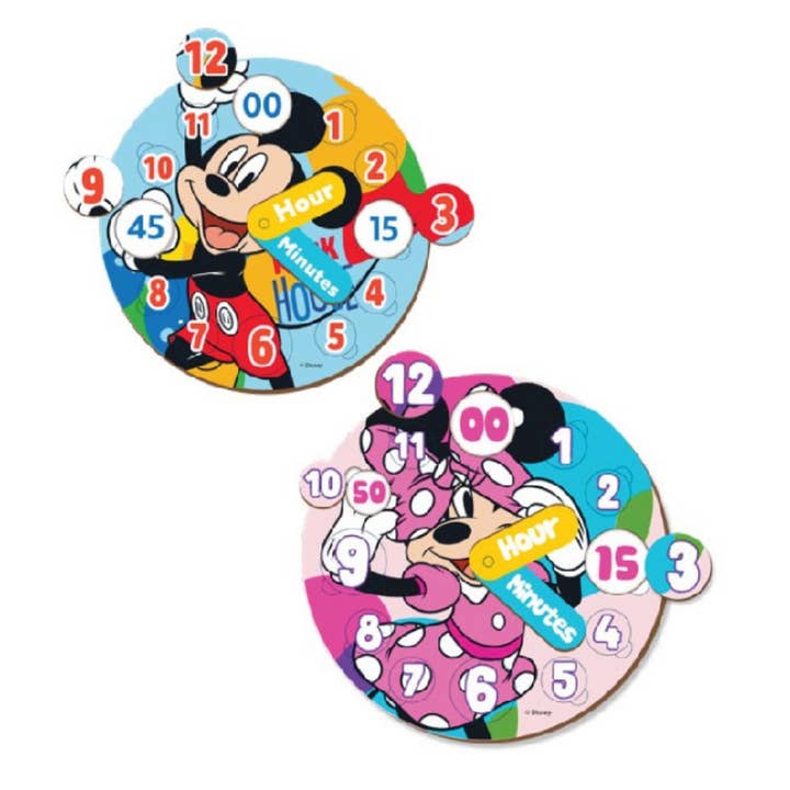 FUN CREATIONS DISNEY FLAT LEARNING CLOCK MICKEY & MINNIE for wholesale by Jam'n Products