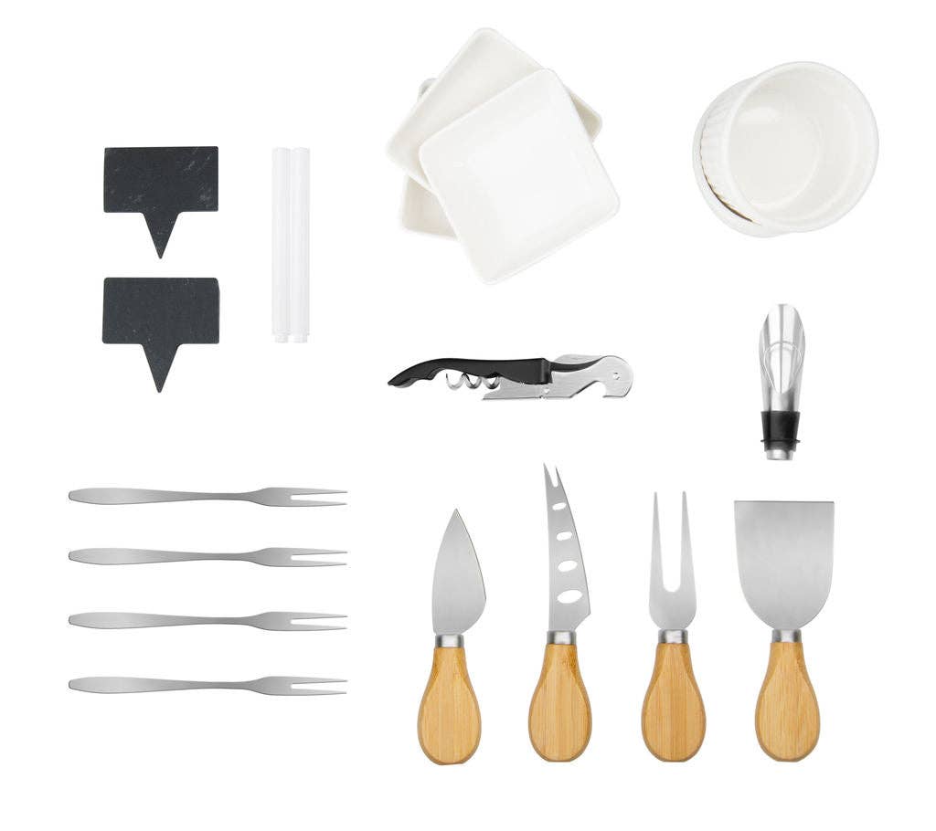 Big Wine Glasses - Wholesale Kaasplank - Vierlaags Bamboe Charcuterieplank Set6