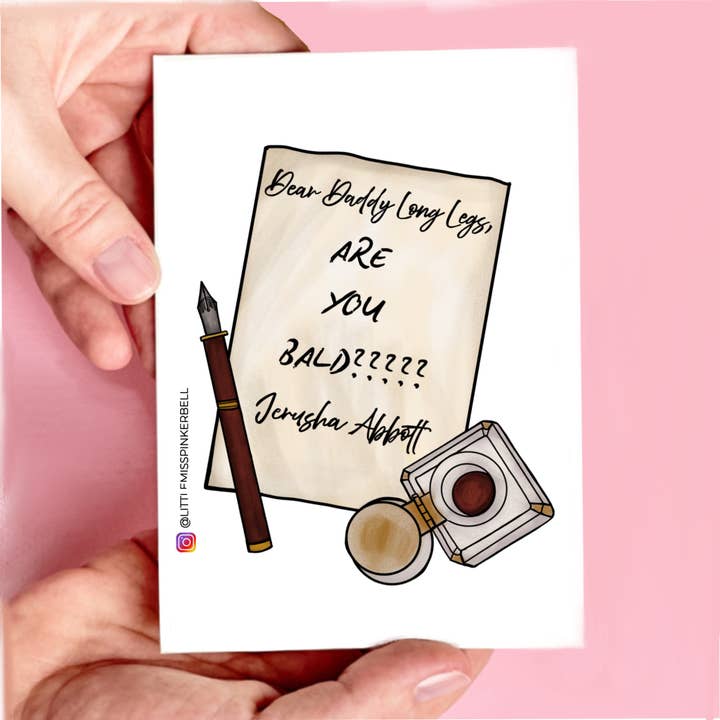 Little Miss PinkerBell - Wholesale Everyday Greeting Card - Dear Daddy Long Legs Literary Card with Brown Envelope
