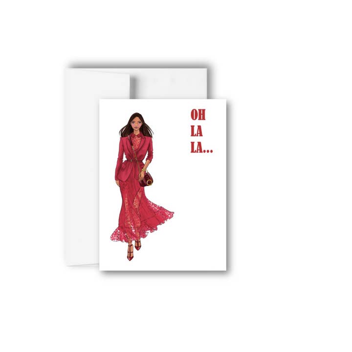 Ooh Lala Kvinna Illustration Vänskap Gratulationskort för wholesale av Brandi Creations Design Studio
