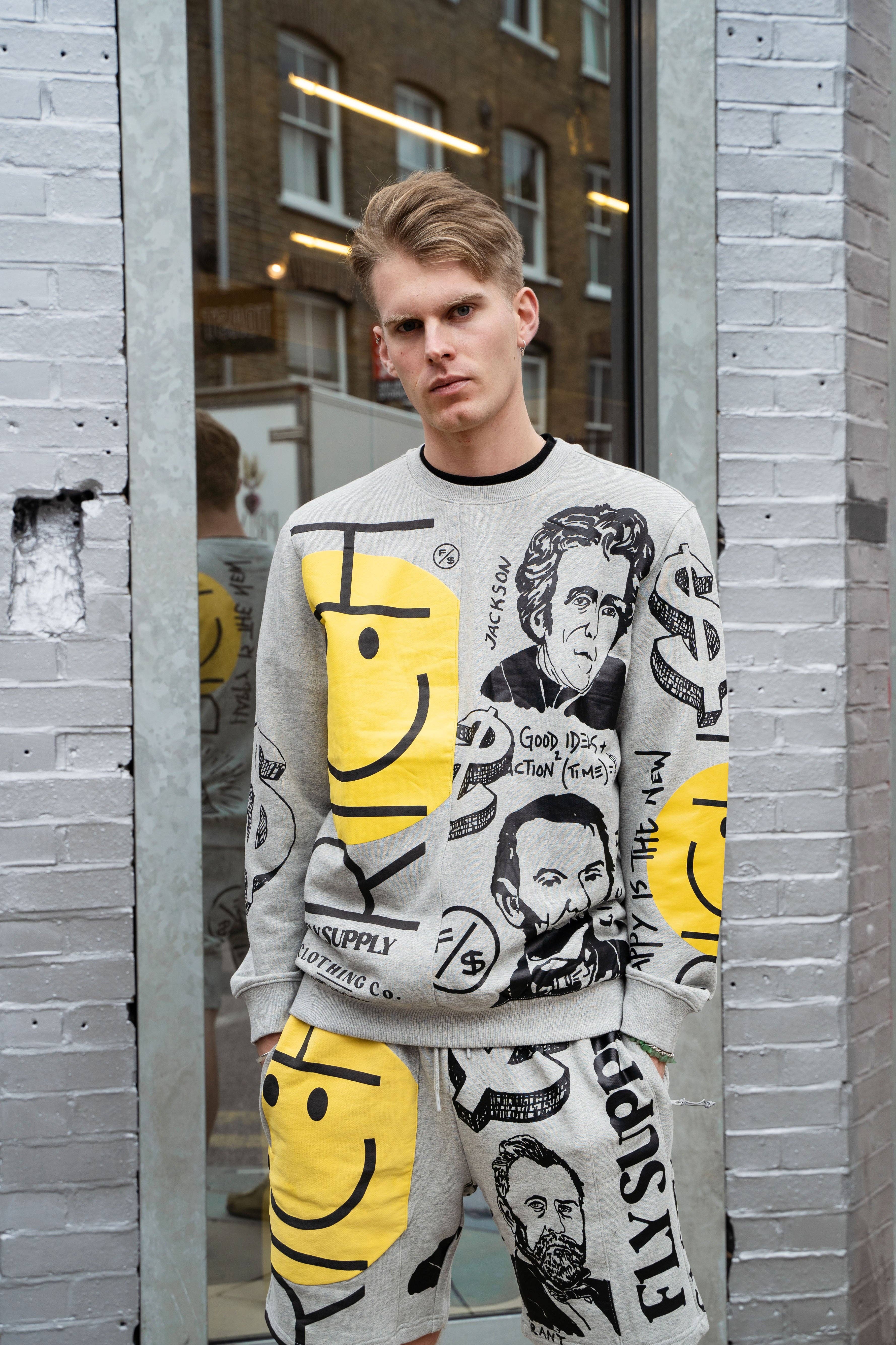 Heather Grey New Rich Crewneck Sweater (Heather Grey) for wholesale on Faire22