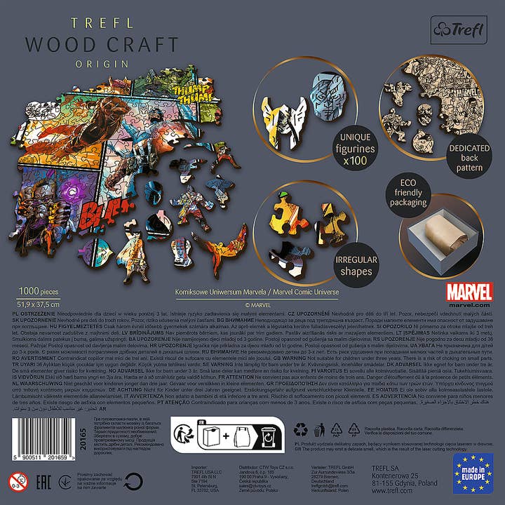 Trefl USA - Wholesale Puzzle - Adult - Trefl Wood Craft 1000 Piece Wooden Puzzle - Marvel Comic Universe