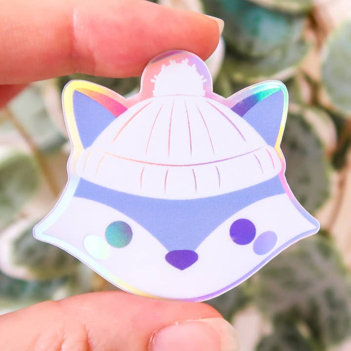 Winter Fox Holographic Sticker for wholesale by Lula Rocks