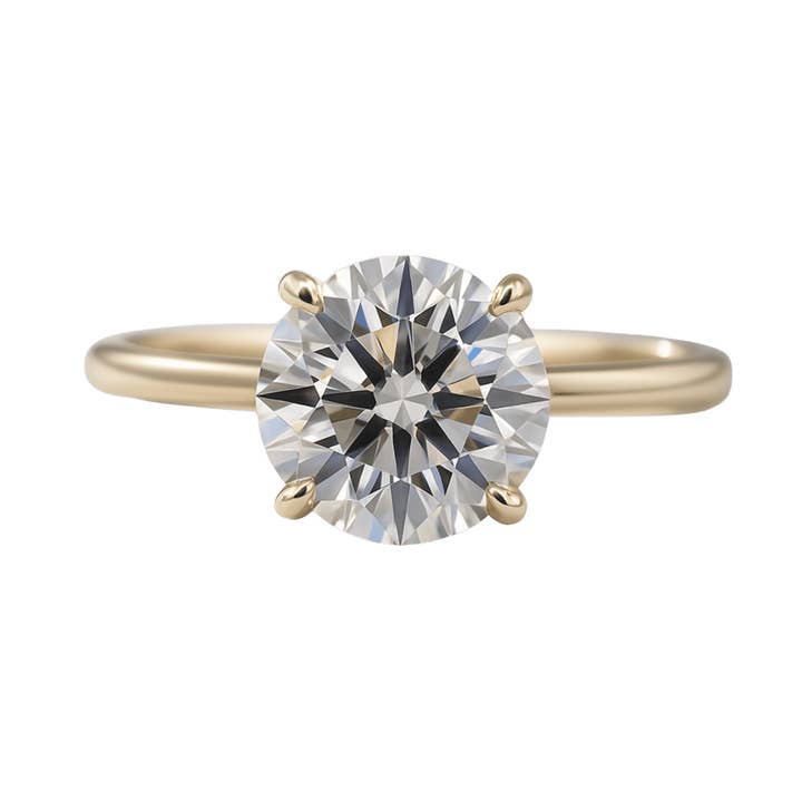 Bague de fiançailles minimaliste avec halo caché, taille ronde de 1,50 carat pour la vente par Evara Jewelry