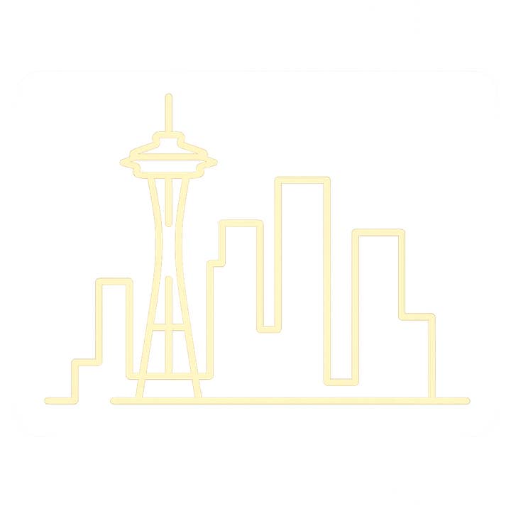 Enseigne au néon de la ligne d'horizon de Seattle. pour la vente par CityNeon