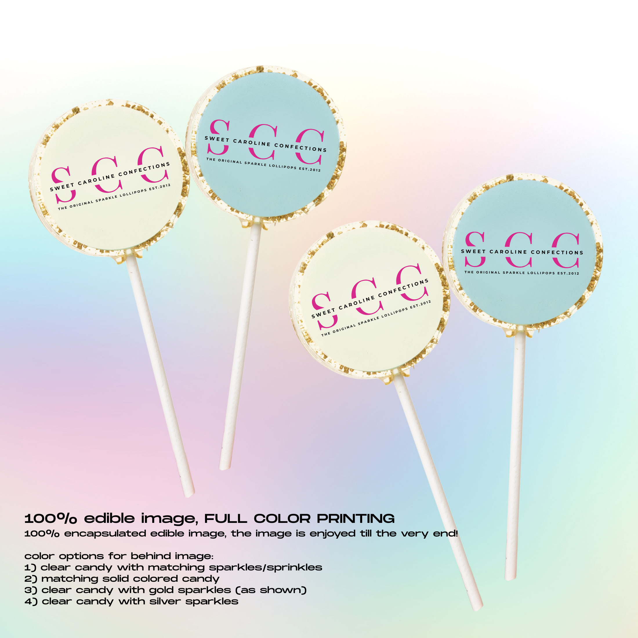 Sweet Caroline Confections - Wholesale Lollipop - Logo Lollipops, Cotton Candy, 50/Case  *Read Before Purchase1